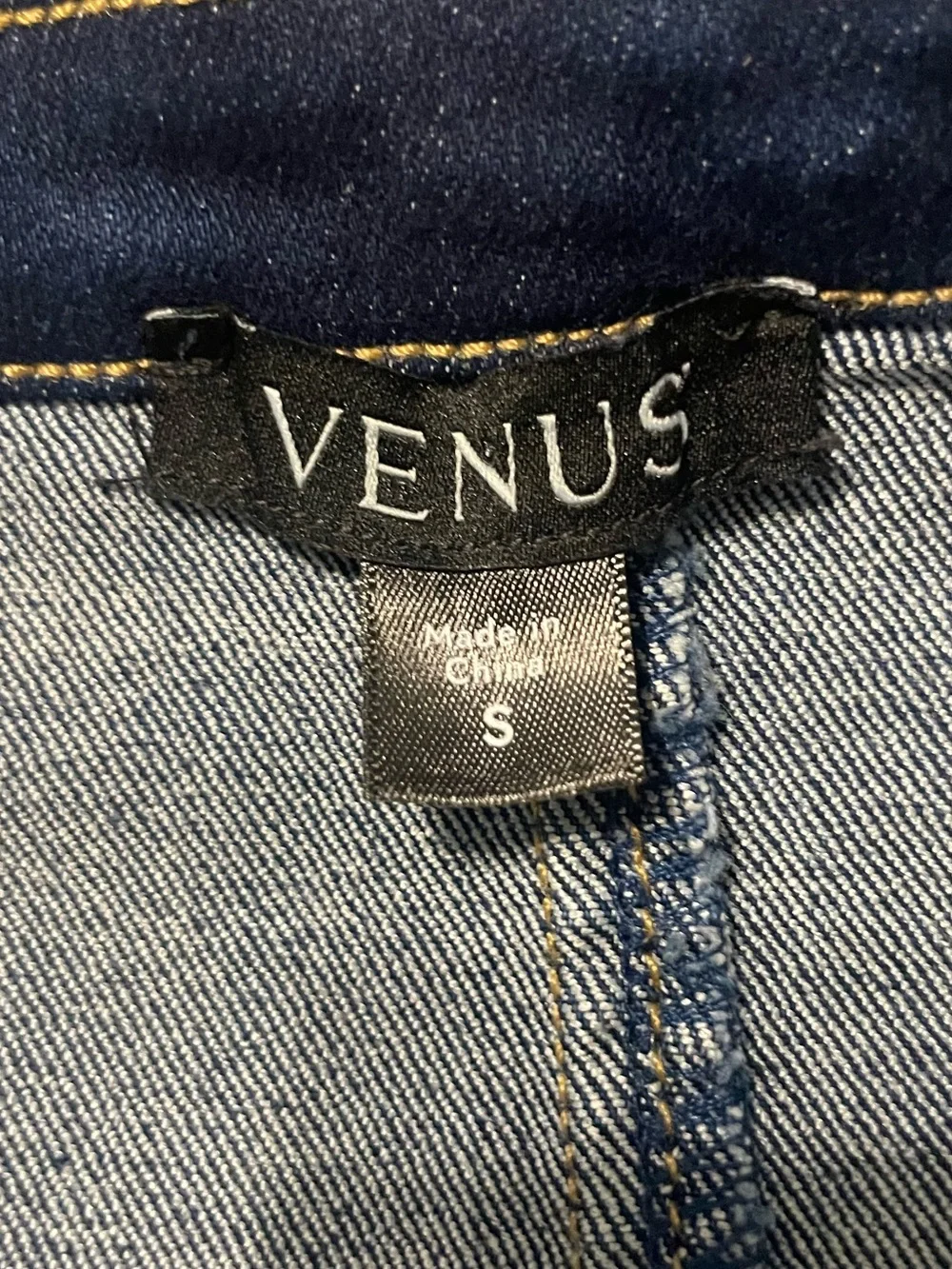 VENUS Dark Wash Denim Wrap Jacket Belted Blazer Size Small